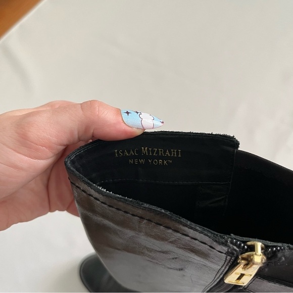 Isaac Mizrahi New York Amit Black Leather Front Riding Boots Size 6M W/ Box - Picture 15 of 15